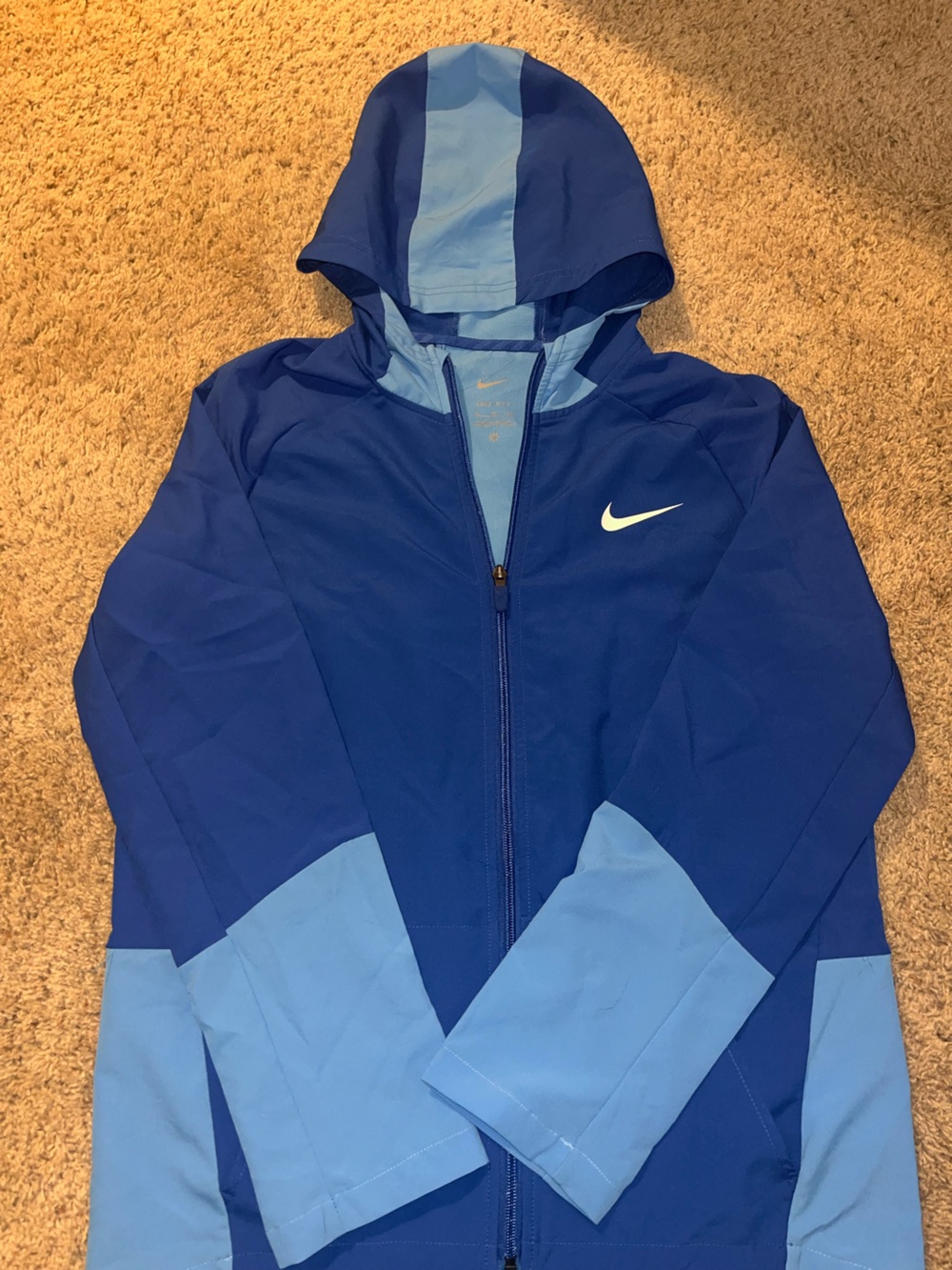 Nike Women’s Dri-FIT Blue Colorblock Hooded Running Jacket